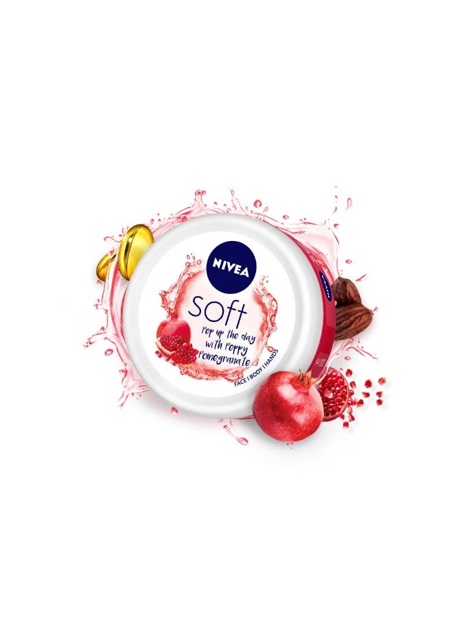 NIVEA Soft Light Moisturizer 200ml | Peppy Pomegranate | For Face, Hand & Body, Instant Hydration | Non-Greasy Cream | With Vitamin E & Jojoba Oil | All Skin Types